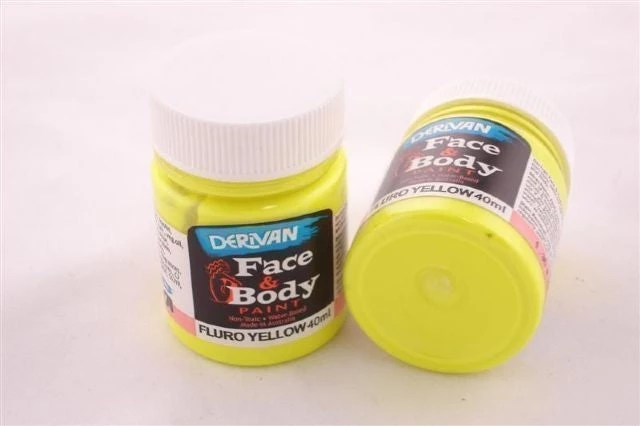 Dormar Derivan Face & Body Paint - Fluro Yellow Facepaint 3 Dormar Derivan Face & Body Paint - Fluro Yellow Facepaint