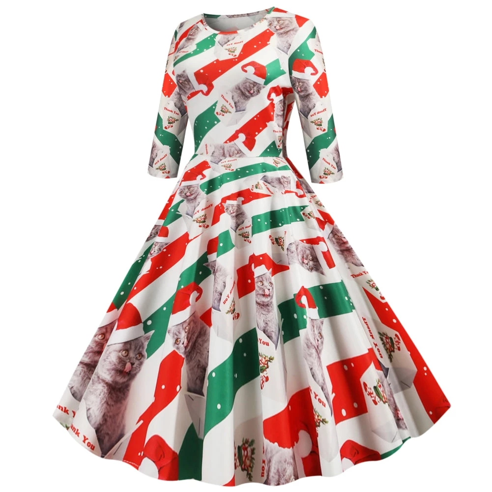 Unknown Christmas Kitty Vintage Dress 5 Unknown Christmas Kitty Vintage Dress