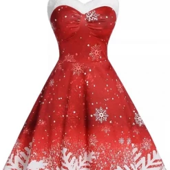 Global Lover Red Winter Snow Christmas Dress