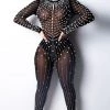 Global Lover Bodysuits Black Beaded Body-con Jumpsuit 2 Global Lover Bodysuits Black Beaded Body-con Jumpsuit