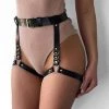 AnneCart Belts & Harnesses PU Chunky Ring Double Garter Belt