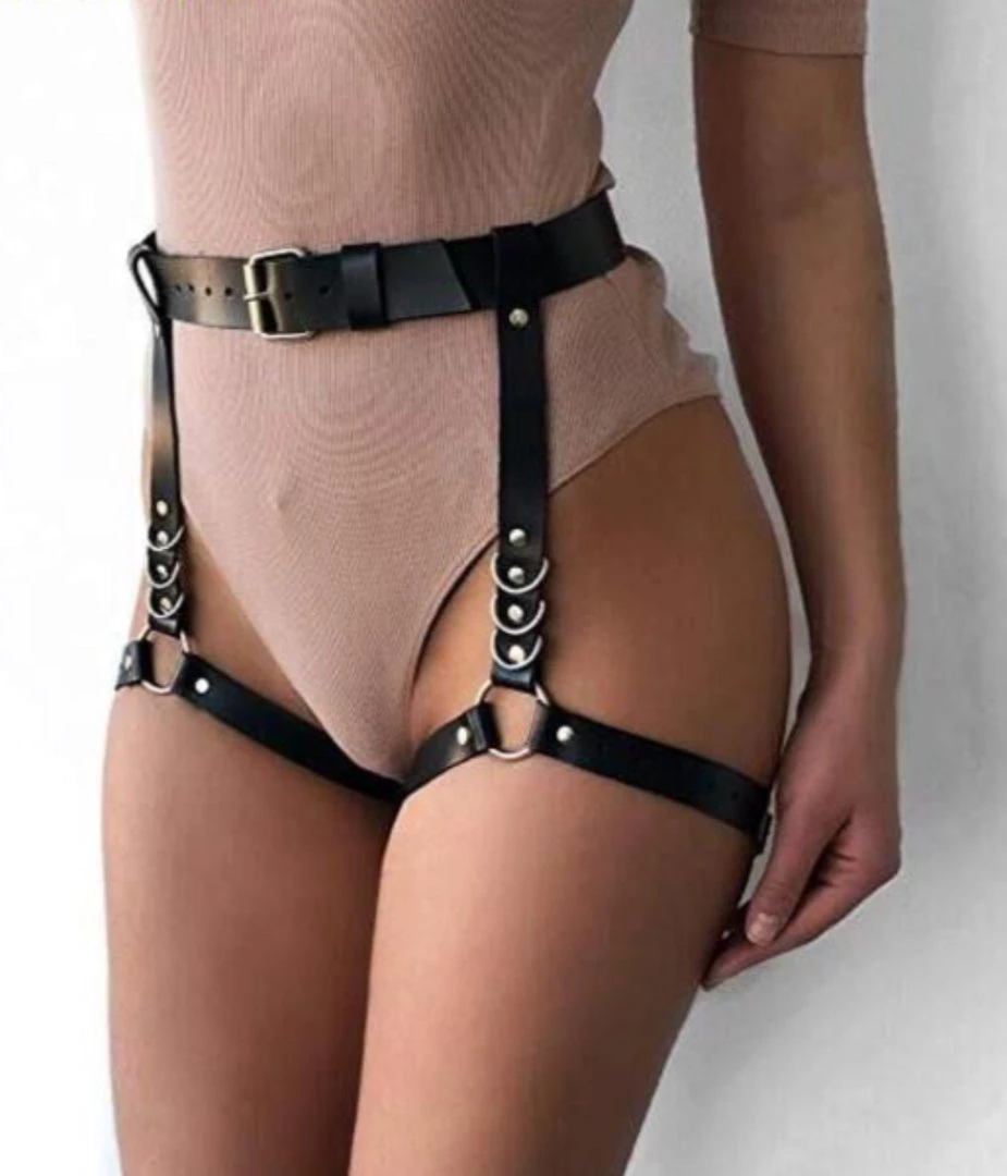 AnneCart Belts & Harnesses PU Chunky Ring Double Garter Belt 3 AnneCart Belts & Harnesses PU Chunky Ring Double Garter Belt