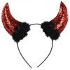 Trademart Glitter Devil Horns With Faux Fur Trim Headband Headbands