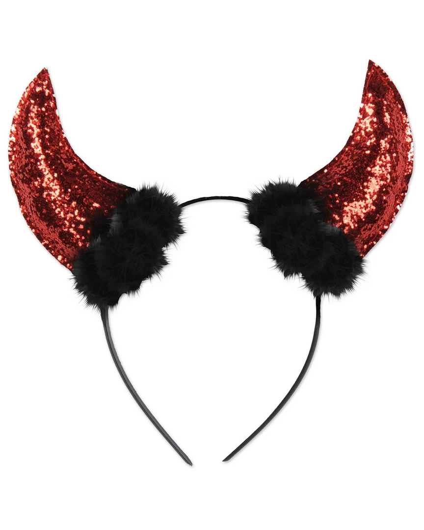 Trademart Glitter Devil Horns With Faux Fur Trim Headband Headbands 3 Trademart Glitter Devil Horns With Faux Fur Trim Headband Headbands
