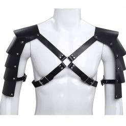 AnneCart Men's Black Steampunk Chest Harness Belts & Harnesses