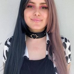 Bell's Wigs Deluxe Two Toned Long Black & Dusty Purple Wig