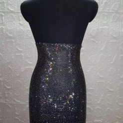 Global Lover Black Sparkly Halter Mini Dress