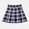Hurly-Burly White And Navy Blue Plaid Flannelette School Skirt