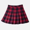 Thailand Red And Navy Blue Plaid Flannelette School Skirt Skirts