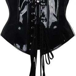 Global Lover Black PVC Lace-Up Zipper Underbust Corset Women's 8 Global Lover Black PVC Lace-Up Zipper Underbust Corset Women's
