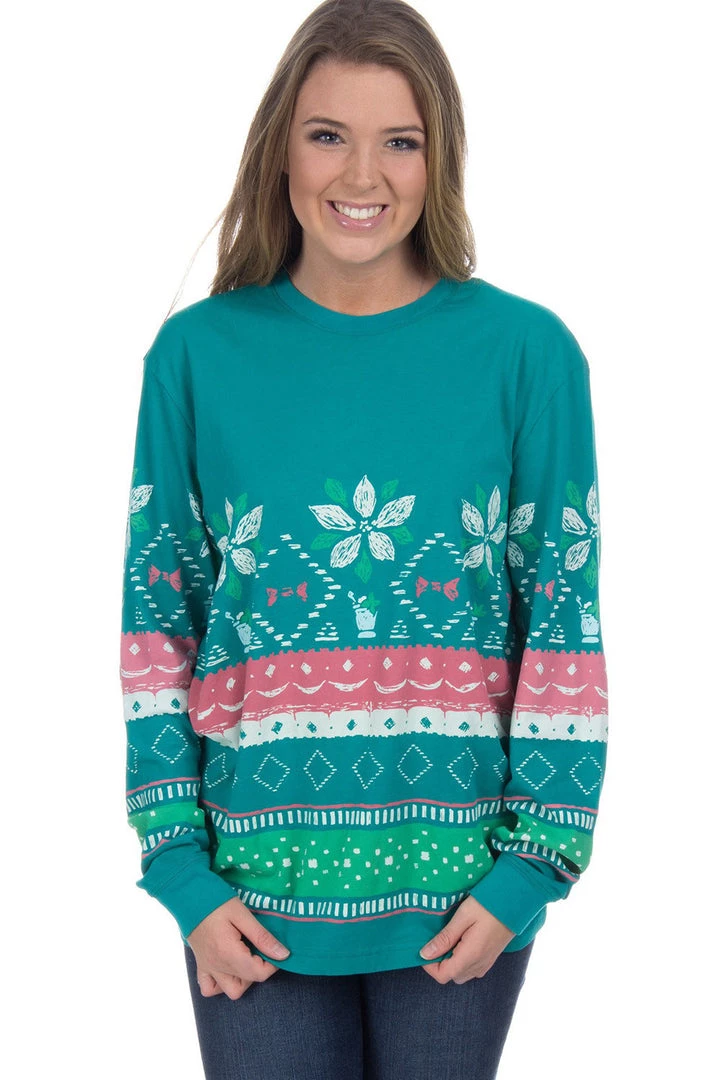 Dear Lover Christmas Costumes Long Sleeved Aqua Snowflake Christmas Tee 3 Dear Lover Christmas Costumes Long Sleeved Aqua Snowflake Christmas Tee