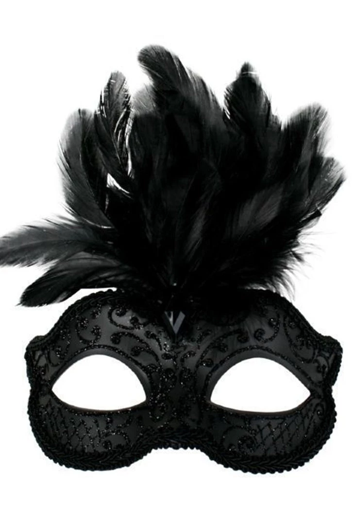 TomFoolery Masks & Eyemasks Black Glittery Eye Mask With Feathers 3 TomFoolery Masks & Eyemasks Black Glittery Eye Mask With Feathers
