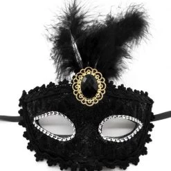 Gold Star Masks & Eyemasks Lace Black Feather Mask