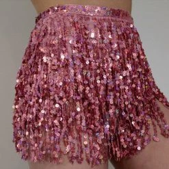 Best Dance Light Pink Sequin Wrap Around Skirt