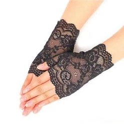 DHGate Black Fingerless Lace Gloves