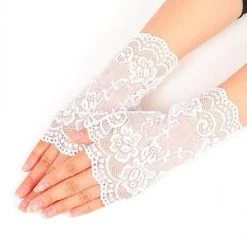 DHGate White Fingerless Lace Gloves