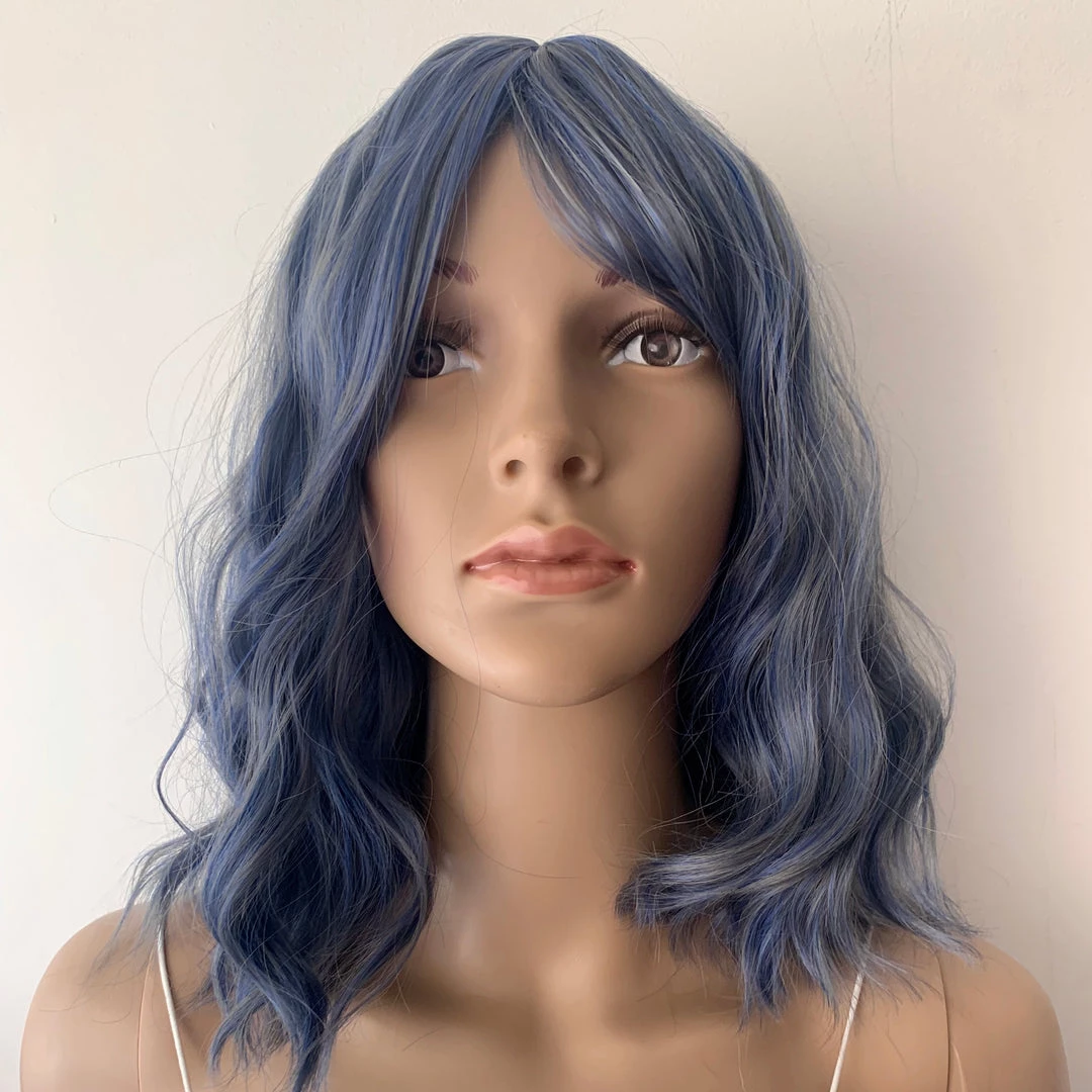 Cherry Guo Deluxe Shoulder Length Loose Wave Dusty Blue Wig Wigs 4 Cherry Guo Deluxe Shoulder Length Loose Wave Dusty Blue Wig Wigs