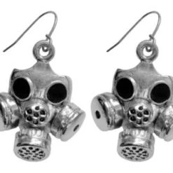 Hurly-Burly (j) Silver Gas Mask Earrings