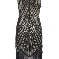 Best Dance Black And Gold Beaded Cap Sleeve Great Gatsby Dress Dresses