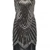Best Dance Black And Gold Beaded Cap Sleeve Great Gatsby Dress Dresses