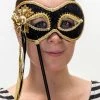 Interalia Black & Gold Eye Mask On A Stick