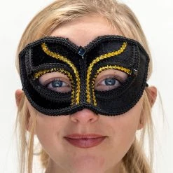 Interalia Black And Gold Embroidered Masquerade Mask Costume Accessories