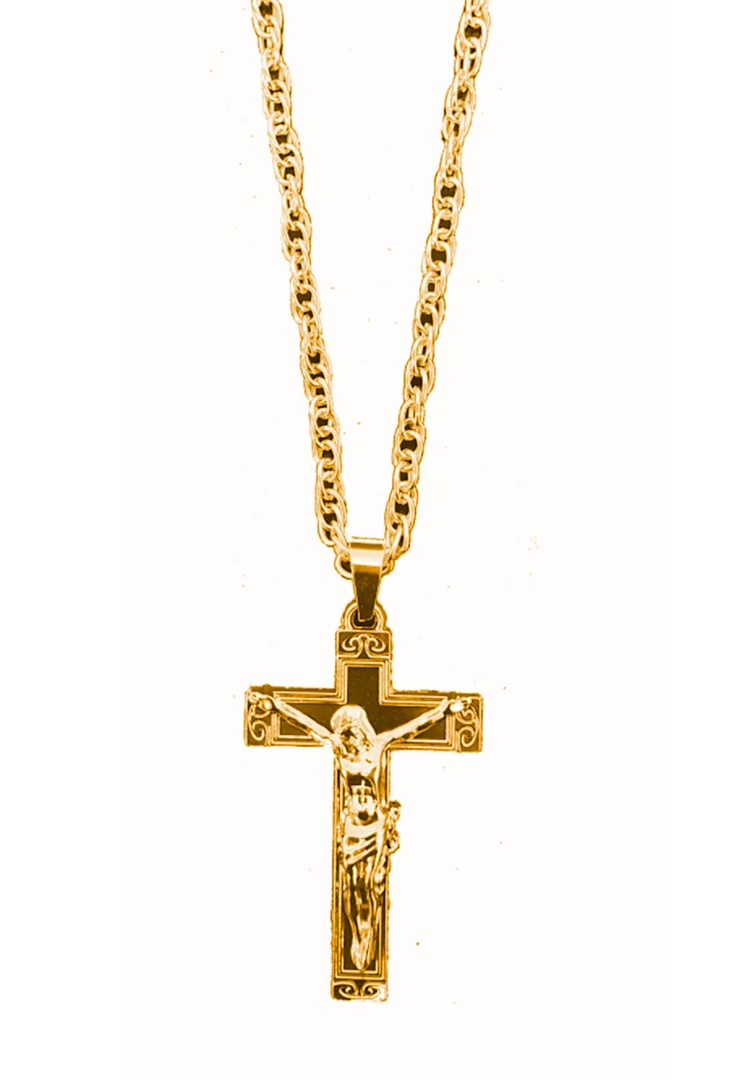 Gold Star Gold Crucifix Cross Necklace Costume Accessories 3 Gold Star Gold Crucifix Cross Necklace Costume Accessories