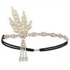 Annecart 1920's Great Gatsby Gold Crystal Tassel Headband