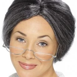 Smiffys Grey Granny Bun Wig