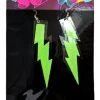Trademart Jewellery Green Glitter Neon Lightning Bolt Earrings