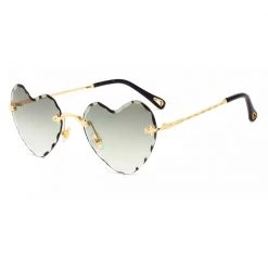 Lynn L Gradient Ash Green To Clear Heart Glasses