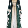AnneCart Green And Gold Long Medieval Dress