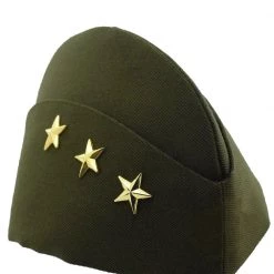 Jacky Wang Khaki Green And Gold Stars Side Cap