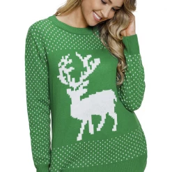 Dear Lover Green Reindeer Christmas Sweater