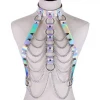 AnneCart Belts & Harnesses Holographic Iridescent Silver Chain Body Harness