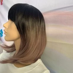 Bell's Wigs Black To Soft Purple Deluxe Bob Wig