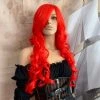 Bell's Wigs Deluxe Long Bright Red Curly Wig