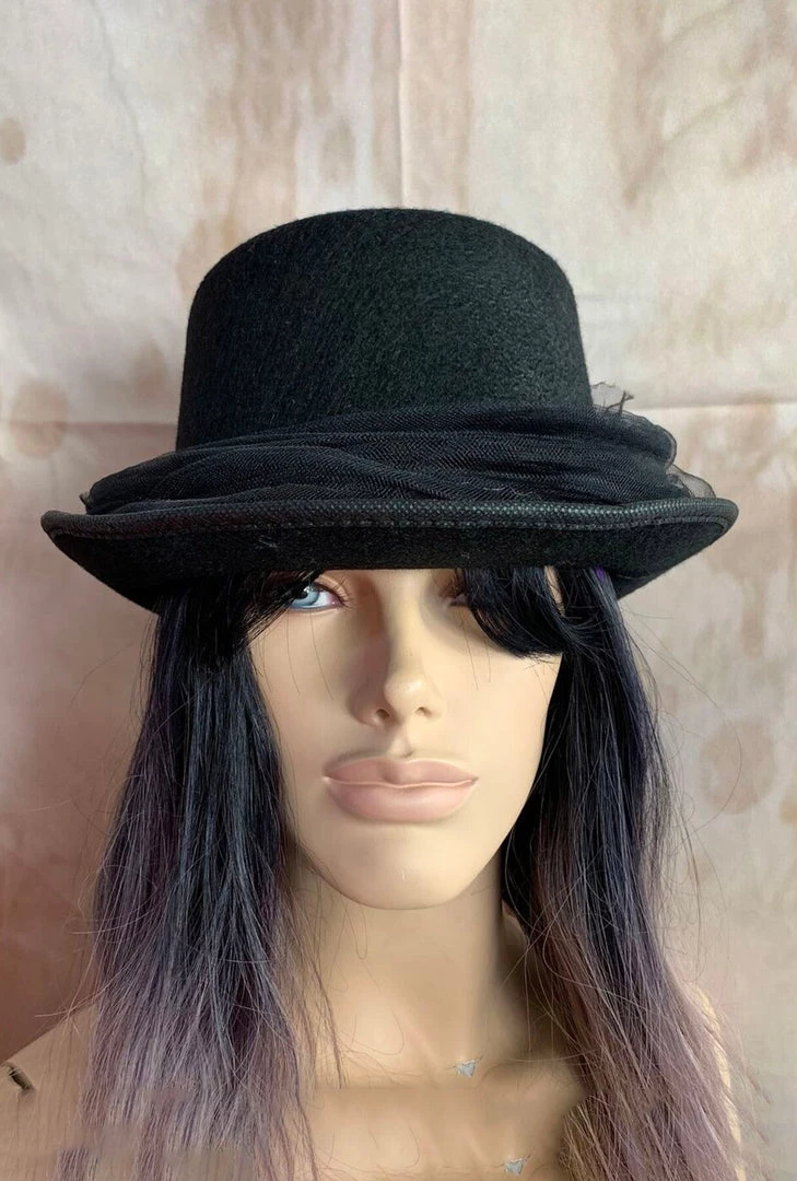 Craft Black Top Hat With Tulle (BB) 3 Craft Black Top Hat With Tulle (BB)