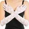 Pop Elbow Length White Lace Gloves