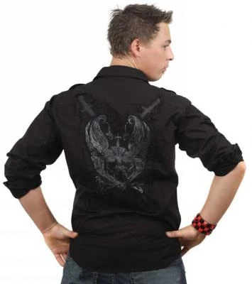 Hurly-Burly Mens Longsleeve Black Cotton Shirt With Print Dress Shirts 3 Hurly-Burly Mens Longsleeve Black Cotton Shirt With Print Dress Shirts