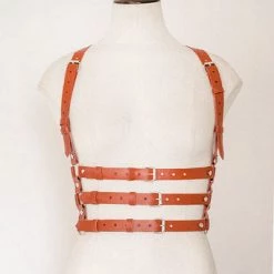 AnneCart Brown PU Underbust Buckle Harness