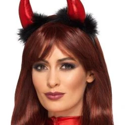 Dhgate Metallic Devil Horns With Faux Fur Trim Headband Headbands