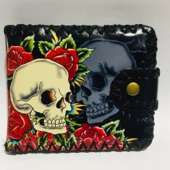 Hurly-Burly Wallet Skull And Roses With Stitching Sale