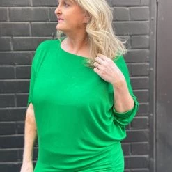 Thailand 80's - 90's Workout & Hiphop 80's Green Batwing Top