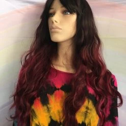 Bell's Wigs Deluxe Loose Wave Ombre Black To Deep Red Wig