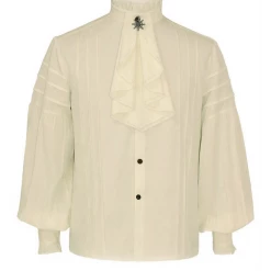 AnneCart Men's Vintage Ivory Shirt With Nautical Jabot