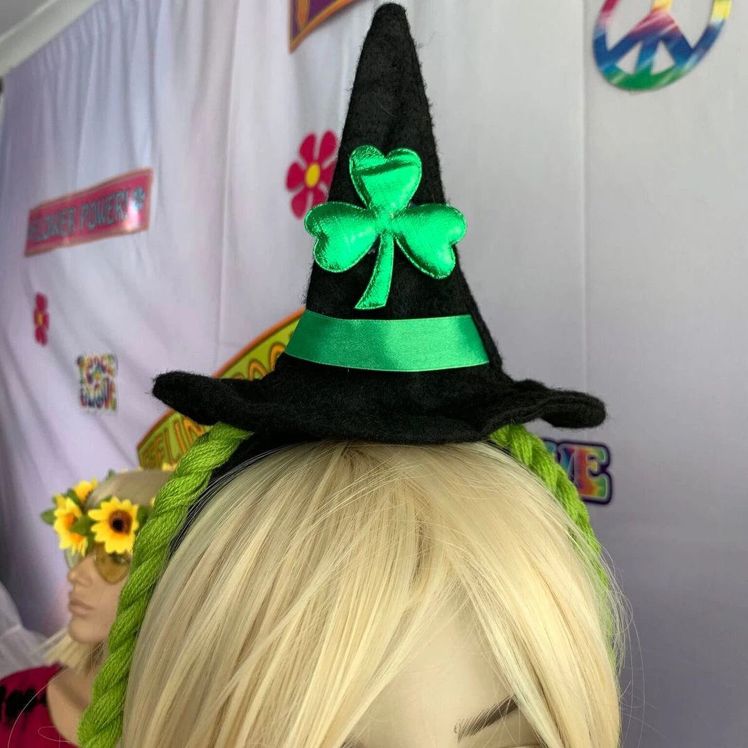 Hurly-Burly Shamrock Witches Hat With Green Plaits 4 Hurly-Burly Shamrock Witches Hat With Green Plaits