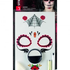Smiffys Black & Red Day Of The Dead Face Tattoo Kit Hair & Beauty