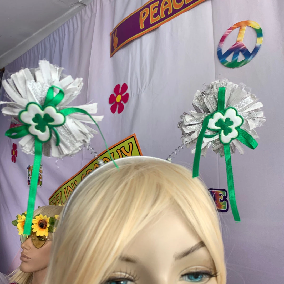 Hurly-Burly Silver And Green Shamrock Head Bopper 4 Hurly-Burly Silver And Green Shamrock Head Bopper