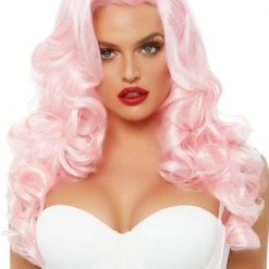 Leg Avenue Bombshell Pink Long Curly Wig Wigs